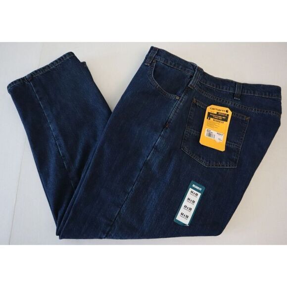 Carhartt BD4942-M Men's Sz 44x30 Blue Relaxed Fit Flannel Lined 5-Pocket Jeans - Picture 9 of 11